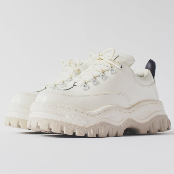 Eytys Angel Patent Leather White Chunky Platform Low Top Sneaker in White Sz 6 - Picture 2 of 16